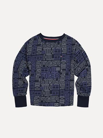 Lány Tommy Hilfiger Totyogó' Popover Hoodies Sötétkék | HU 1791KOR